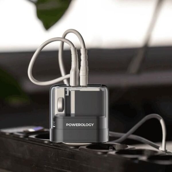 Powerology Crystalline Series Dual PD GaN Charger With Folding Plugs PWCUQC020 - Image 5