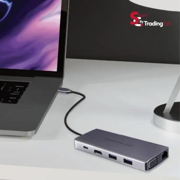 Powerology 11 In 1 USB C HUB Ethernet HDMI VGA 60W Fast Charge P21CHBGY - Image 3