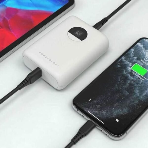 Powerology 10000mAh 18W PD & QC3.0 Power Bank USB-A to USB-C - White PPBCHA04 - Image 3