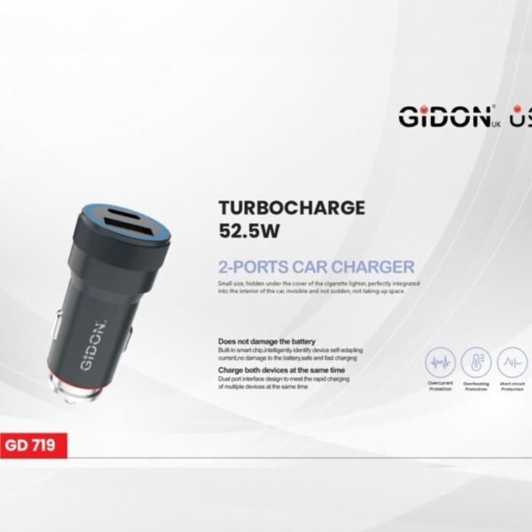 Gidon 52.5W 2 Port Car Adaptor GD719 - Image 2
