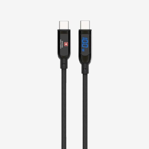 Swiss Military SM-CB-CC100W-WHI Type C To Type C 2M 100W Premium Braided Cable