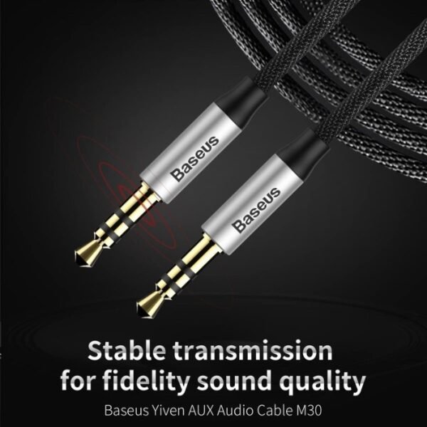 Baseus Yiven M30 AUX Audio Cable 1.5M Black CAM30-CS1 - Image 3