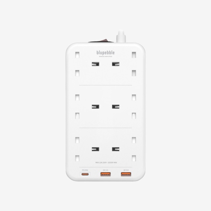 BLUPEBBLE 6 Plug Surge Protection Power Strip White BP-PSRTIP6-WH - Image 3