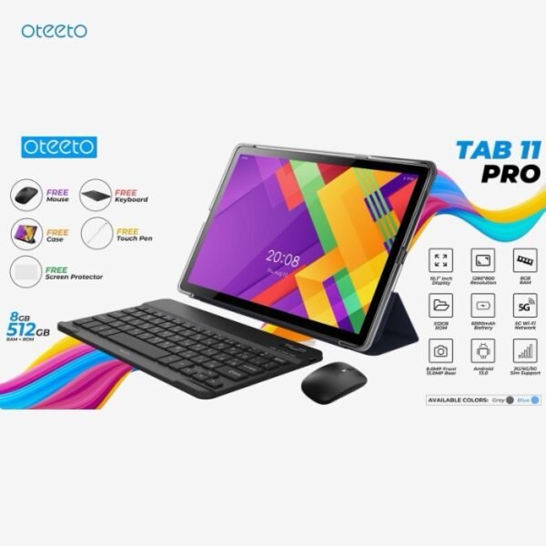 Oteeto Tab 11 Pro Android 5G Tablet And Keyboard,8 GB RAM 512 GB Storage,6000 MAh Battery - Image 3