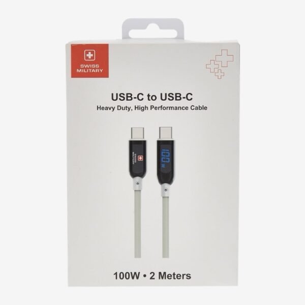 Swiss Military SM-CB-CC100W-WHI Type C To Type C 2M 100W Premium Braided Cable - Image 3