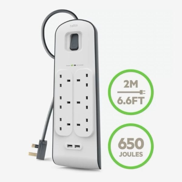 Belkin 6 Port Surge Plus Protector BL-SRG-6OT-2USBUL - Image 2