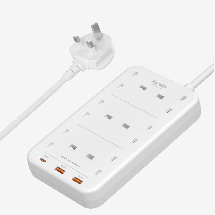 BLUPEBBLE 6 Plug Surge Protection Power Strip White BP-PSRTIP6-WH - Image 2