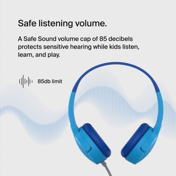 Belkin SoundForm Mini Kids Wired Headphones with Built-in Microphone Blue - Image 2