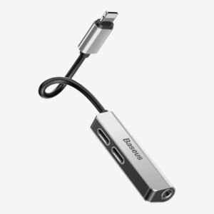 Baseus 3 IN 1 Audio Converter Lighting Male To Female 3.5MM GRAYCALL52-S1