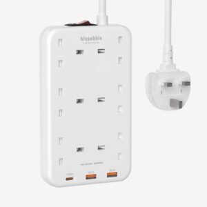 BLUPEBBLE 6 Plug Surge Protection Power Strip White BP-PSRTIP6-WH