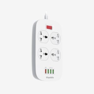 Blupebble Surge Protection 4 Universal Socket with 3 USB Port + QC3.0 - White