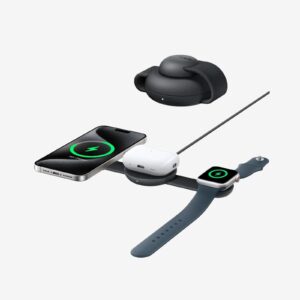 ANKER MAGGO WIRELESS CHARGING STATION 3 IN 1 FOLDABLE PAD WITH ADAPTER AND CABLE GREEN B25M8H61