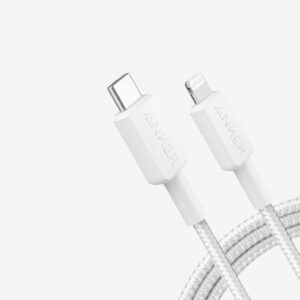 Anker 322 USB-C to Lightning Cable Braided 3F White A81B5H21