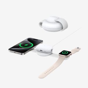ANKER 3 IN 1 MAGGO WIRELESS CHARGING PAD WITH CHARGER AND USB-C CABLE 15W WHITE B25M8H21